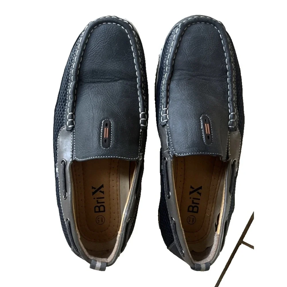 Brix Dacio Boat Shoes Slip On Loafers Men's 8.5 Gray Vegan Leather